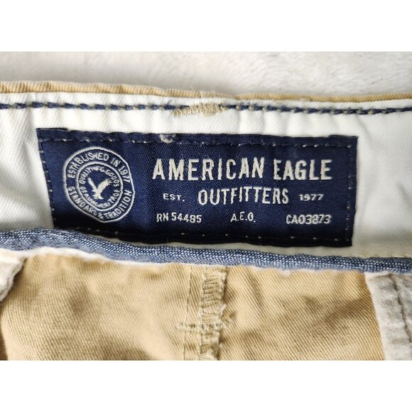American Eagle Mens Original Straight 38x34 Tan Chino Pants Khaki Skate Cotton - Picture 12 of 16